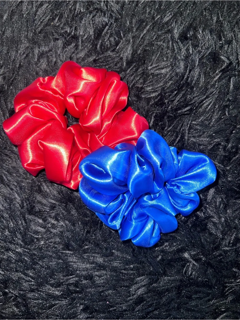 Reversible Satin Bonnet Set in Red and Royal Blue